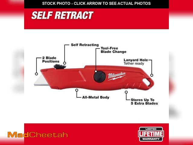 Lot 74-14447082 - Milwaukee Self-Retracting Utility Knife with Carton Blade (2-Pack) - UNUSED