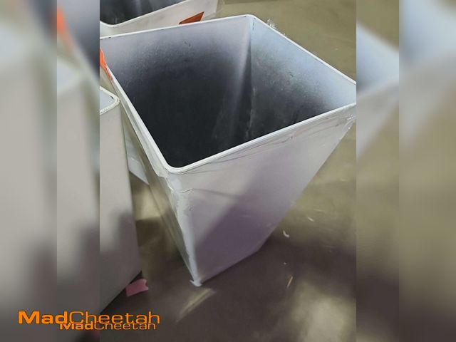 Lot 74-11393354 - Vigoro 11.5 in. Harmony Medium Bright White Plastic Square Planter (11.5 in. L x 11.5 in. W x 20 in....