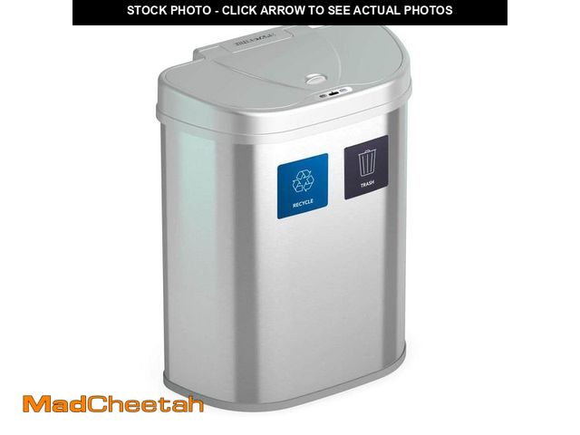 Lot 74-12683132 - NINESTARS 18.5 Gal. Stainless Steel Motion Sensor Recycling Bin - USED