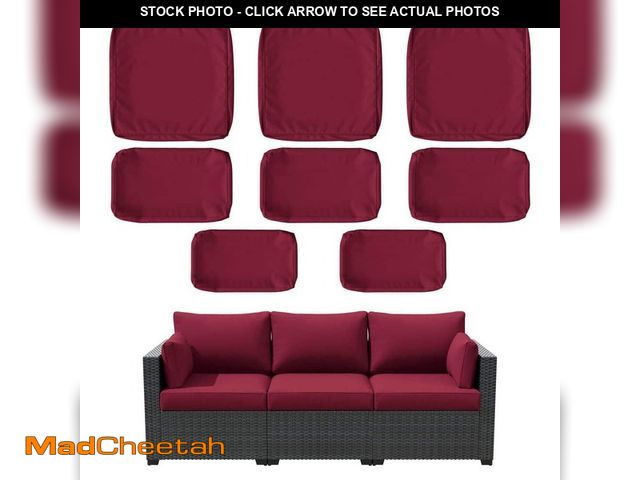 Lot 74-14257523 - Kimunuk 8-Piece Outdoor Patio Cushion Cover, UV and Waterproof Replacement Slipcovers Burgundy ( No ...