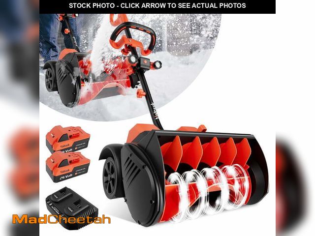 Lot 74-13123993 - VOLTASK 48V 16-inch Cordless Snow Shovel with Wheels,Electric Snow Blower with LED Lights, 2 Batteri...