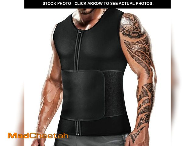 Lot 74-14046277 - Cimkiz Mens Sweat Sauna Vest for Waist Trainer Zipper Neoprene Tank Top, Adjustable Sauna Workout Zi...