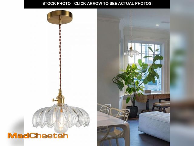 Lot 74-11559198 - XZHGCEE Glass Pendant Light Vintage Light Fixtures, Glass Pendant Lights Kitchen Island, Gold Pendan...