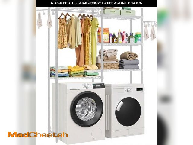 Lot 74-12399434 - VEVOR Over The Washer and Dryer Storage Shelf, 5 Tier Laundry Room Drying Rack with Hanger Rod and H...