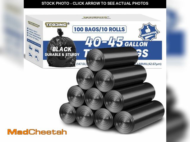 Lot 74-12713968 - Large 40-45 Gallon Trash Bags Heavy Duty - 1.6 Mil Thick,39''x47'' Strong Black Garbage Bags Unscent...