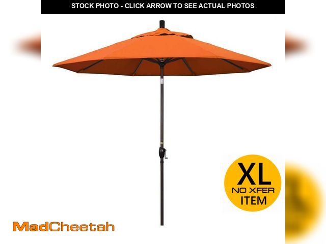 Lot 74-14373125 - California Umbrella 9 ft. Bronze Aluminum Pole Market Aluminum Ribs Push Tilt Crank Lift Patio Umbre...