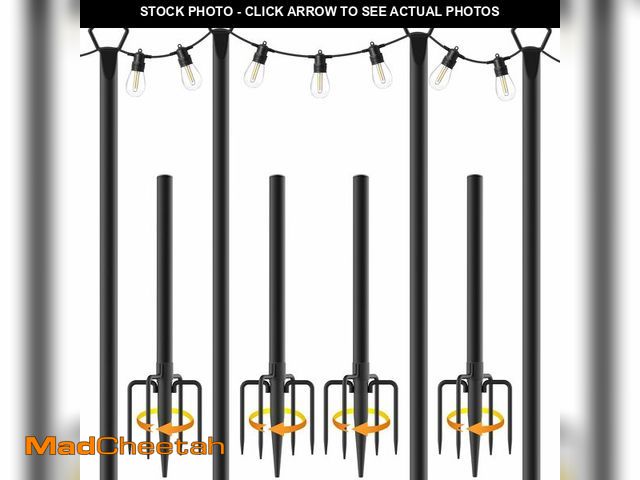 Lot 74-14264238 - AILBTON 10Ft String Light Poles 4 Pack,Light Poles for Outside Lights,Outdoor with Fence Brackets Ha...