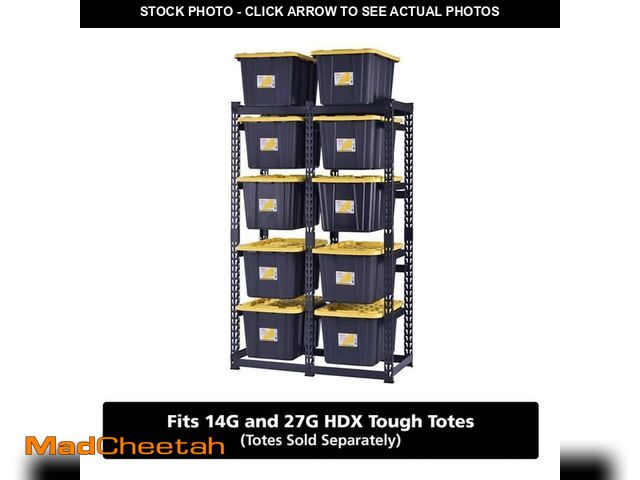 Lot 74-12783691 - *SCRATCHED* Husky 10-Tote Metal Storage Rack for HDX 14 and 27 Gal. Totes (50 in. W x 78 in. H x 24 ...