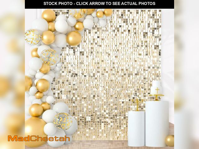 Lot 74-13697114 - Shimmer Wall Backdrop Sequin Wall Panels Pack of 24 Light Gold Glitter Backdrop Panel for Birthday H...