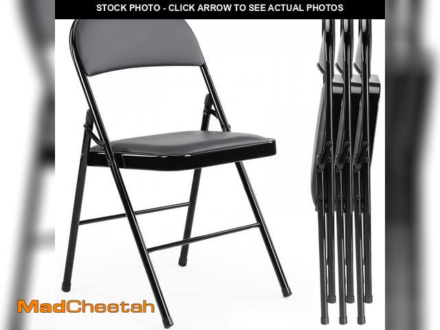 Lot 74-12123963 - Sweetcrispy Folding Chair 4 Pack, Leather Padded Folding Chairs, Sturdy Metal Foldable Chairs, Easy ...