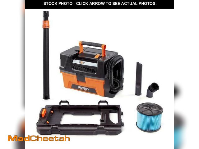 Lot 74-12755913 - RIDGID 3 Gal. 5.0 Peak HP NXT Shop Vacuum Wet Dry Vac with Filter, Hose, Telescoping Wand and Pro Ge...