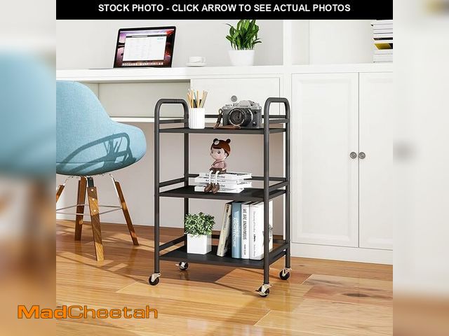 Lot 74-12780591 - Cshidworld 3-Tier Metal Rolling Cart, Heavy Duty Multifunctional Metal Frame with 2 Lockable Wheels,...