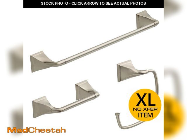 Lot 74-11914590 - Delta Everly 3 -Piece Bath Hardware Set with Mounting Hardware in Brushed Nickel - UNUSED