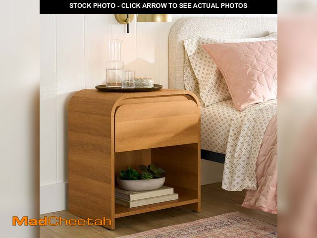 Lot 74-12857424 - Better Homes &amp; Gardens Juliet Nightstand with USB, Light Honey Finish - UNUSED