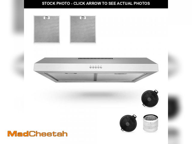 Lot 74-12463180 - Tylza 29.5 in. 600 CFM Convertible Under Cabinet Range Hood in Stainless Steel with 2 Charcoal Filte...