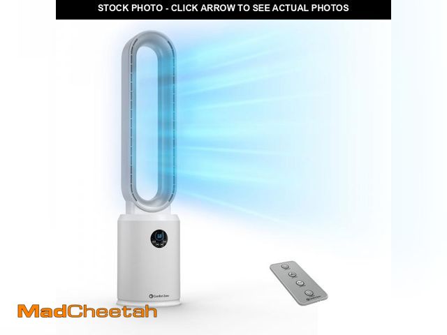 Lot 74-12486404 - Comfort Zone 40" Bladeless Tower Fan with Remote Control, 9H Timer, White - UNUSED