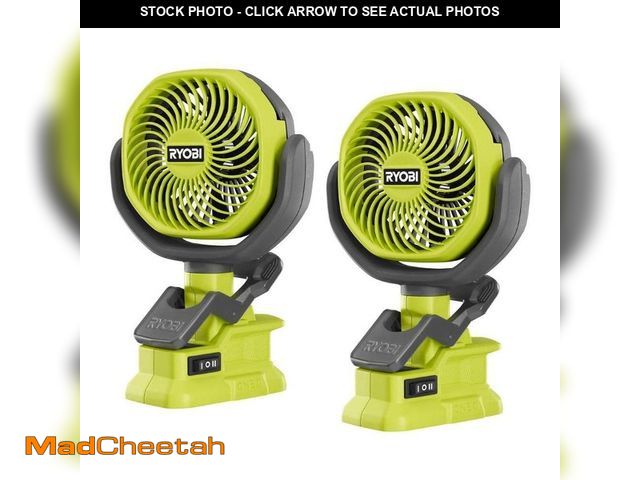 Lot 74-14243071 - RYOBI ONE+ 18V Cordless 4 in. Clamp Fan Tools Only (2-Pack) - UNUSED