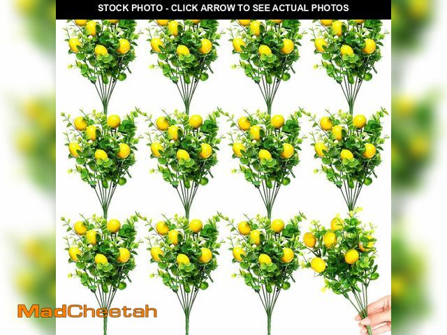 Lot 74-14214297 - Tigeen 12 Pack Lemon for Decoration Fake Lemon Branches Artificial Vivid Yellow Faux Lemons Tables C...