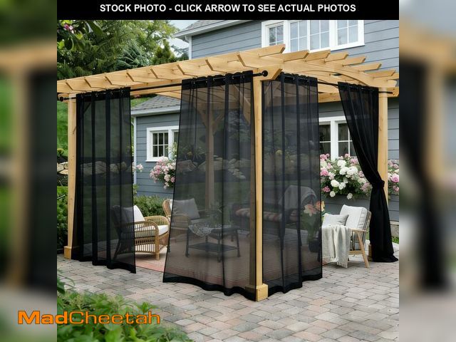 Lot 74-14264778 - Awnmeow Outdoor Sheer Curtains for Patio Waterproof, 2 Panels Rod Pocket Indoor/Outdoor Voile Gray S...