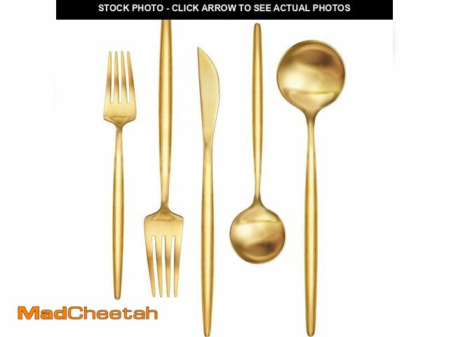 Lot 74-14472206 - 30-Piece Gold Silverware Set, Flatware Set for 6, Food-Grade Stainless Steel Cutlery Set, Includes S...