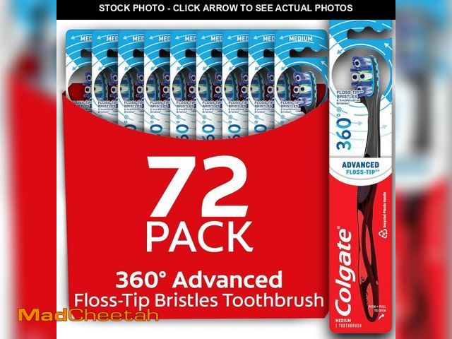 Lot 74-12510026 - 360 Advanced Floss-Tip Bristles Toothbrush, Medium Toothbrush, (Pack of 72) - UNUSED