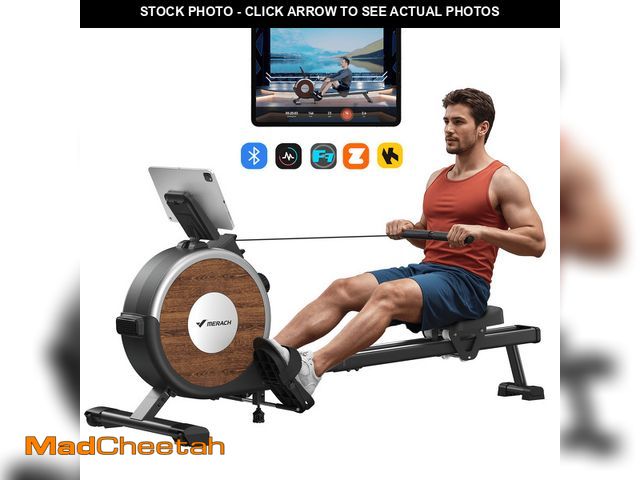 Lot 74-13758093 - MERACH Magnetic Rowing Machine 350lbs Weight Capacity, 16 Levels of Quiet Resistance, Bluetooth Rowi...