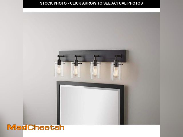 Lot 74-12745802 - Hampton Bay Regan 29.13 in. 4-Light Espresso Bronze Vanity Light with Clear Glass Shades - UNUSED