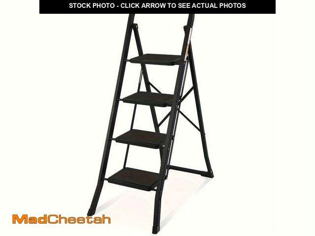 Lot 74-13816054 - Primy 4 Step Ladder, Folding Step Stool with Extra Wide Anti-Slip Pedal and Top Handrail, 350lbs Lig...