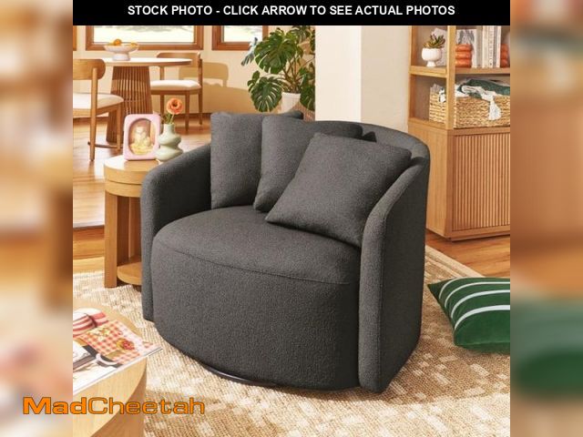 Lot 74-12406334 - Beautiful Drew Accent Chair by Drew Barrymore, Charcoal Boucle - UNUSED