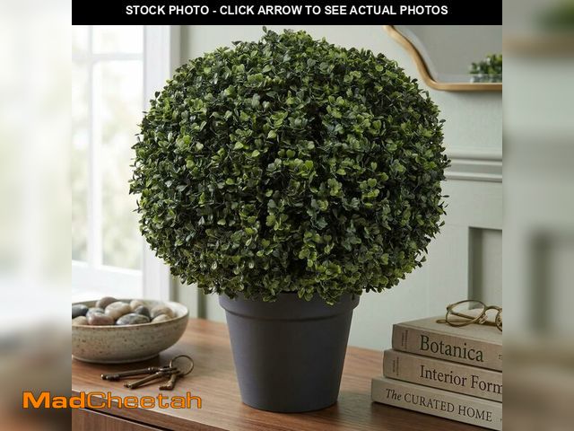 Lot 74-14067533 - Pure Garden Set of 2 Artificial Boxwood Plants - 21-Inch Topiary Ball Faux Plants - Indoor or Outdoo...