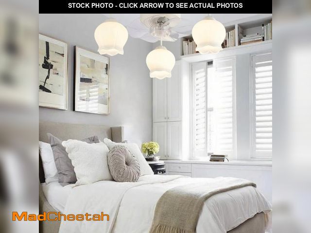 Lot 74-12149994 - DIGLED Flower Ceiling Fan with Light: White Flower Fan Lights for Girls Bedroom - Flush Mount Fandel...