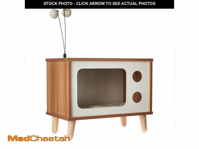 Lot 74-12789351 - (MISSING HARDWARE) Vibrant Life Purr-View Retro TV Cat Condo with Jute Scratching Pad &amp; Washable...