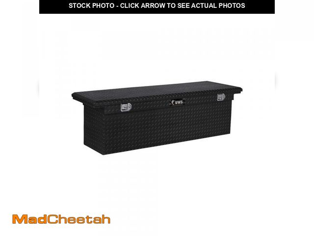 Lot 74-12165143 - (DENTED) UWS EC10802 69-Inch Gloss Black Heavy-Wall Aluminum Deep Truck Tool Box with Low Profile, R...