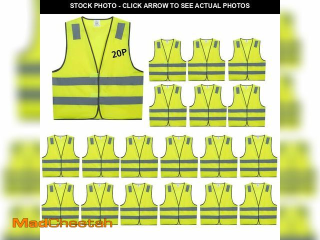 Lot 74-12714000 - Lavori-AK Safety Vests 10 Pack - Yellow Reflective High Visibility Construction ANSI Class 2 Work Ve...