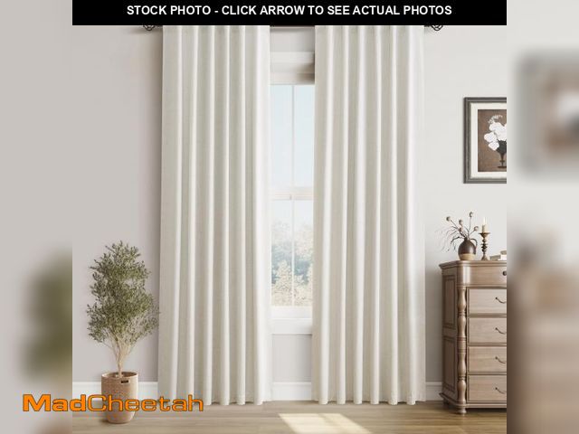 Lot 74-12307391 - Guken Cream Natural Linen Blackout Curtains 84 Inch Length for Living Room 2 Panels Set Beige Curtai...