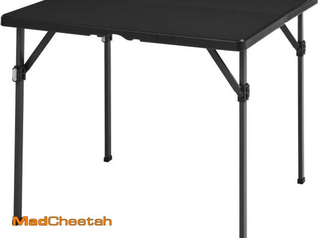 Lot 74-12095923 - Basics 34 inch Portable Folding Dining Table with Carrying Handle, Black, 33.9 x 29.1 x 33.9 inch, S...