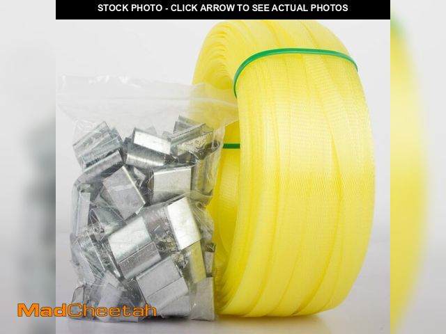 Lot 74-13964455 - Poly Strap, Polypropylene Strapping, 320' Length, 1/2" Width, 330 lbs. Break Strength (Yellow), 100 ...