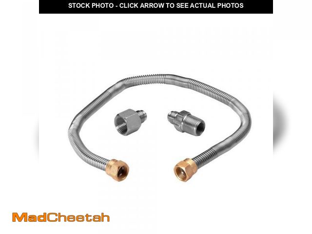 Lot 74-12491651 - Celestial Fire Glass 24 in. Whistle Free Flex Hose for Gas Fire Pits, 3/8 in. with 1/2 in. NPT Adapt...