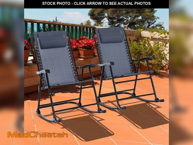 Lot 74-14291402 - Outsunny Metal Outdoor Rocking Chair Folding 2-Piece Set with Mesh Fabric and Folding Design - Grey ...