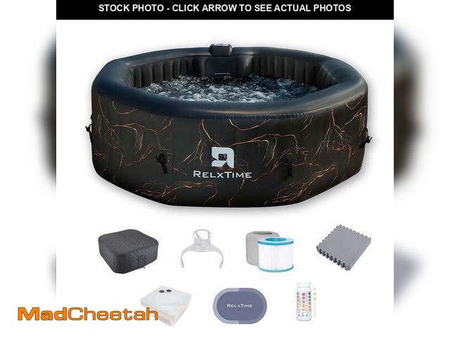 Lot 74-14308302 - RELXTIME 6 Person Inflatable Hot Tub Octagonal Portable Outdoor Spa with Soothing Bubble Jets, Insul...