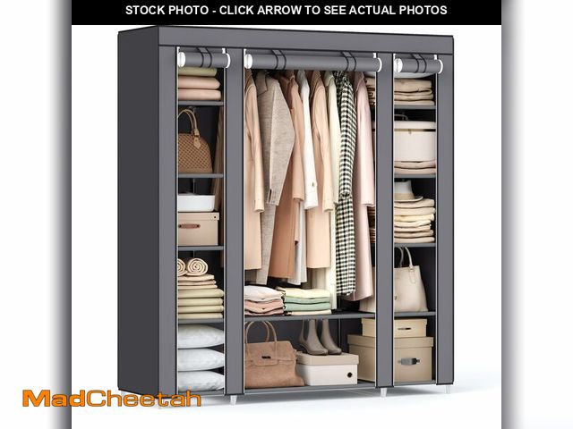 Lot 74-13052124 - SONGMICS Closet Wardrobe, Portable Closet for Bedroom, Clothes Rail with Non-Woven Fabric Cover, Clo...