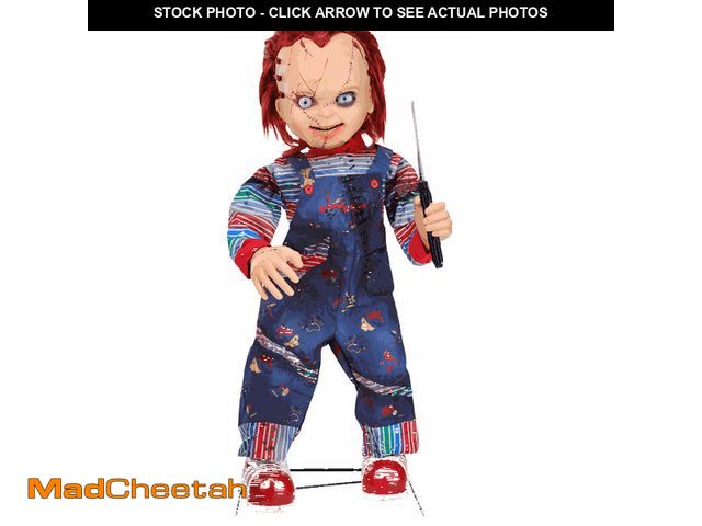 Lot 74-12779222 - 3.5FT Universal Animated LED Scarred Chucky Decoration - UNUSED