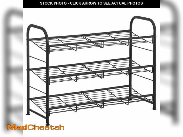 Lot 74-13965528 - SONGMICS Shoe Rack, 3 Tier Shoe Organizer for Closet, Holds up to 12 Pairs of Shoes, Shoe Rack for F...