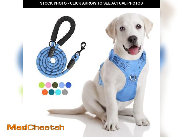 Lot 74-12219772 - PoyPet No Pull Dog Harness and 5 Feet Leash Set, Release on Neck Reflective Adjustable Pet Vest, Fro...