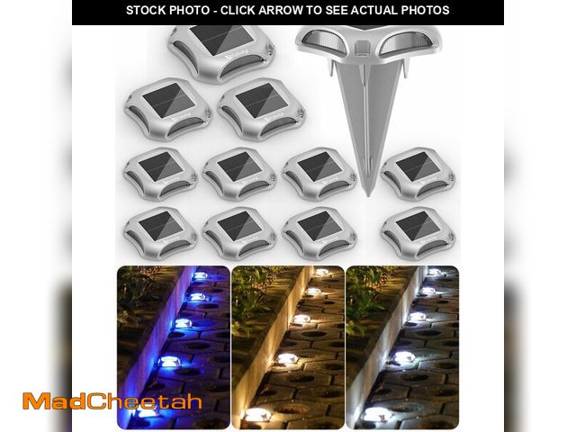 Lot 74-12602620 - FabStyl Solar Driveway Deck Lights 12 Pack, 3 Color Modes Solar Dock Driveway Marker Lights Outdoor ...