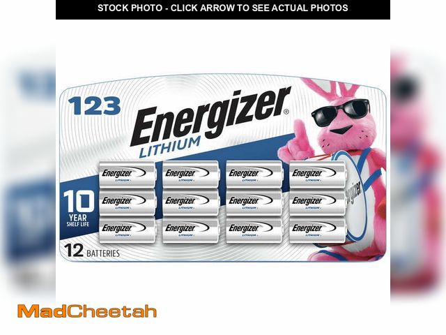 Lot 74-12860864 - Energizer 123 3V Lithium Photo Batteries (12 Pack), CR123A High Power Lithium Batteries Compatible w...