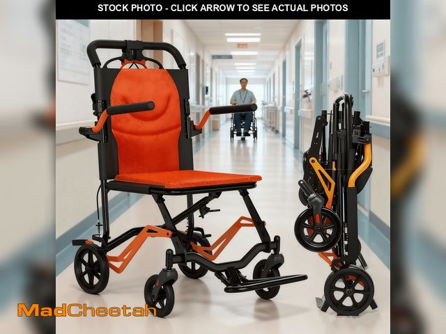 Lot 74-12780895 - COZONY Lightweight Foldable Steel Transport Wheelchair with Removable Flip Armrests &amp; Swing Foot...