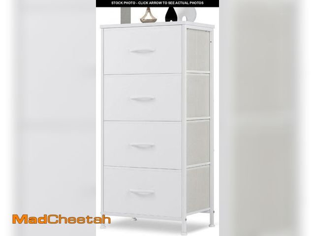 Lot 74-12399699 - DUMOS Dresser for Bedroom, 4 Storage Drawers, Tall Fabric Closet Chests Organizer Tower Furniture wi...