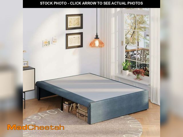 Lot 74-14350365 - Lutown-Teen 16 inch Bed Frame king Size with Fabric Cover, No Box Spring Needed, Easy to Install, Bl...