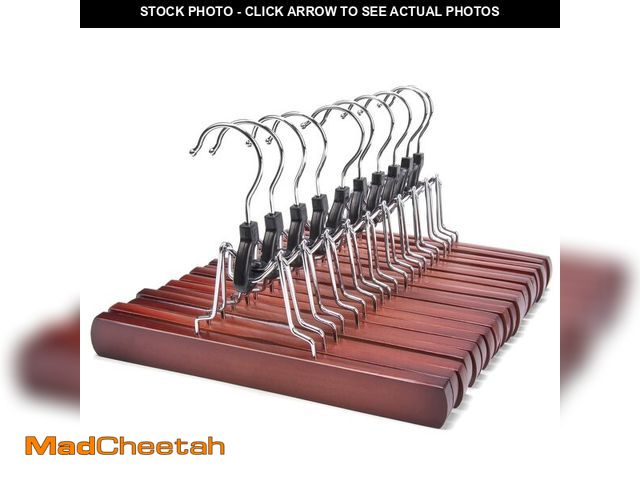 Lot 74-14383329 - Nature Smile Wooden Pants Skirt Hangers, Smooth Finish Solid Wood Non Slip Jeans Slack Clamp Hangers...